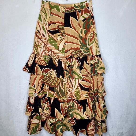 Zara 2Pc Multicolor Floral Ruffle Linen Blend Skirt Set Size Medium - Picture 6 of 16